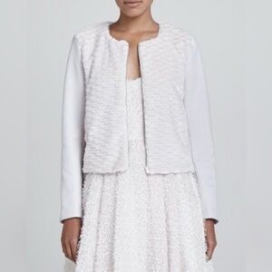 FRENCH CONNECTION Beige Faux Fur Front Zip Jacket Sz 4